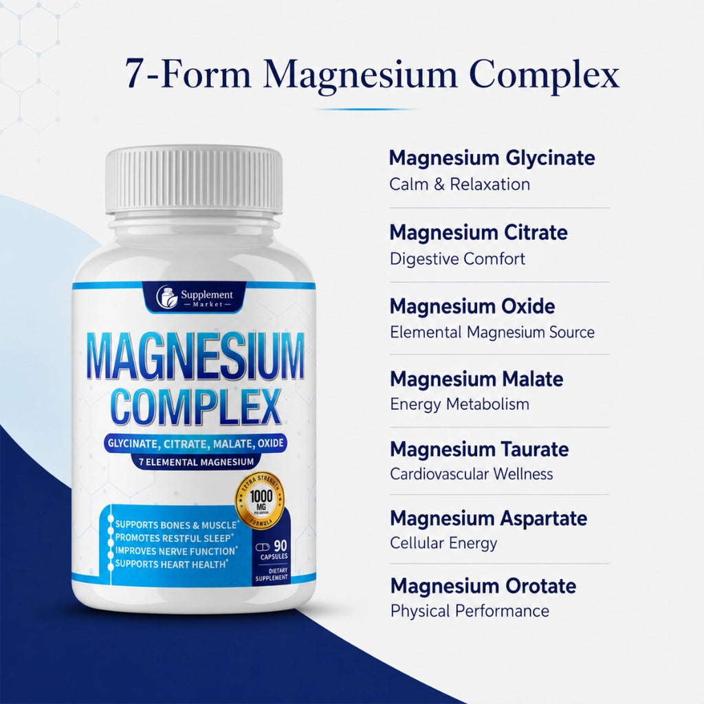 Magnesium Complex 7-in-1 – 7 Forms of Magnesium, High Absorption Capsules