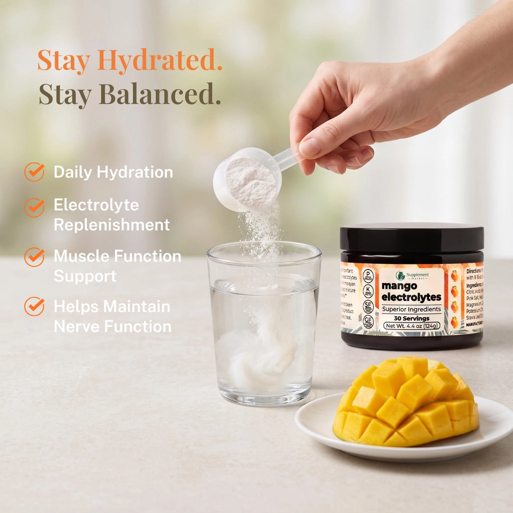 Mango Electrolytes Powder – Sugar Free Electrolytes with Himalayan Pink Salt for Daily Hydration