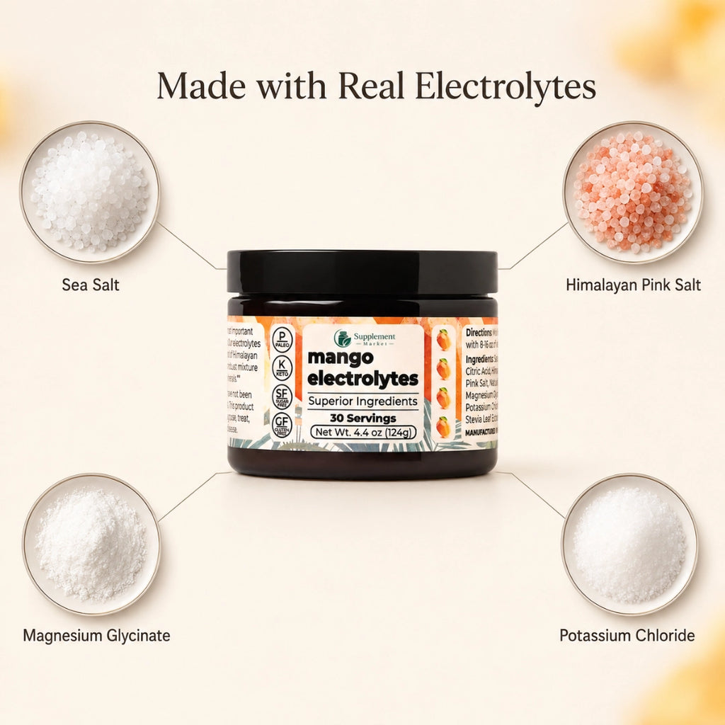 Mango Electrolytes Powder – Sugar Free Electrolytes with Himalayan Pink Salt for Daily Hydration
