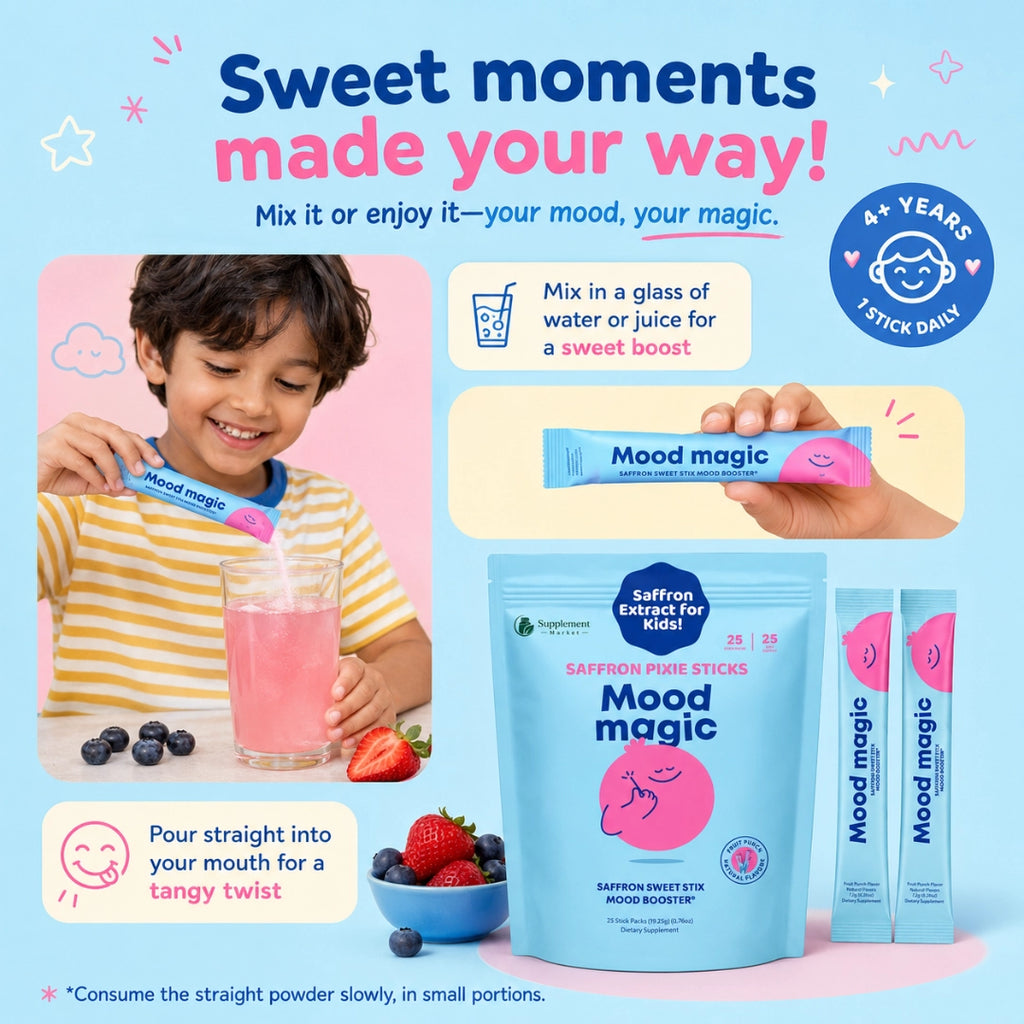 Mood Magic – Saffron & Vitamin Pixie Stix for Kids, Fruit Punch
