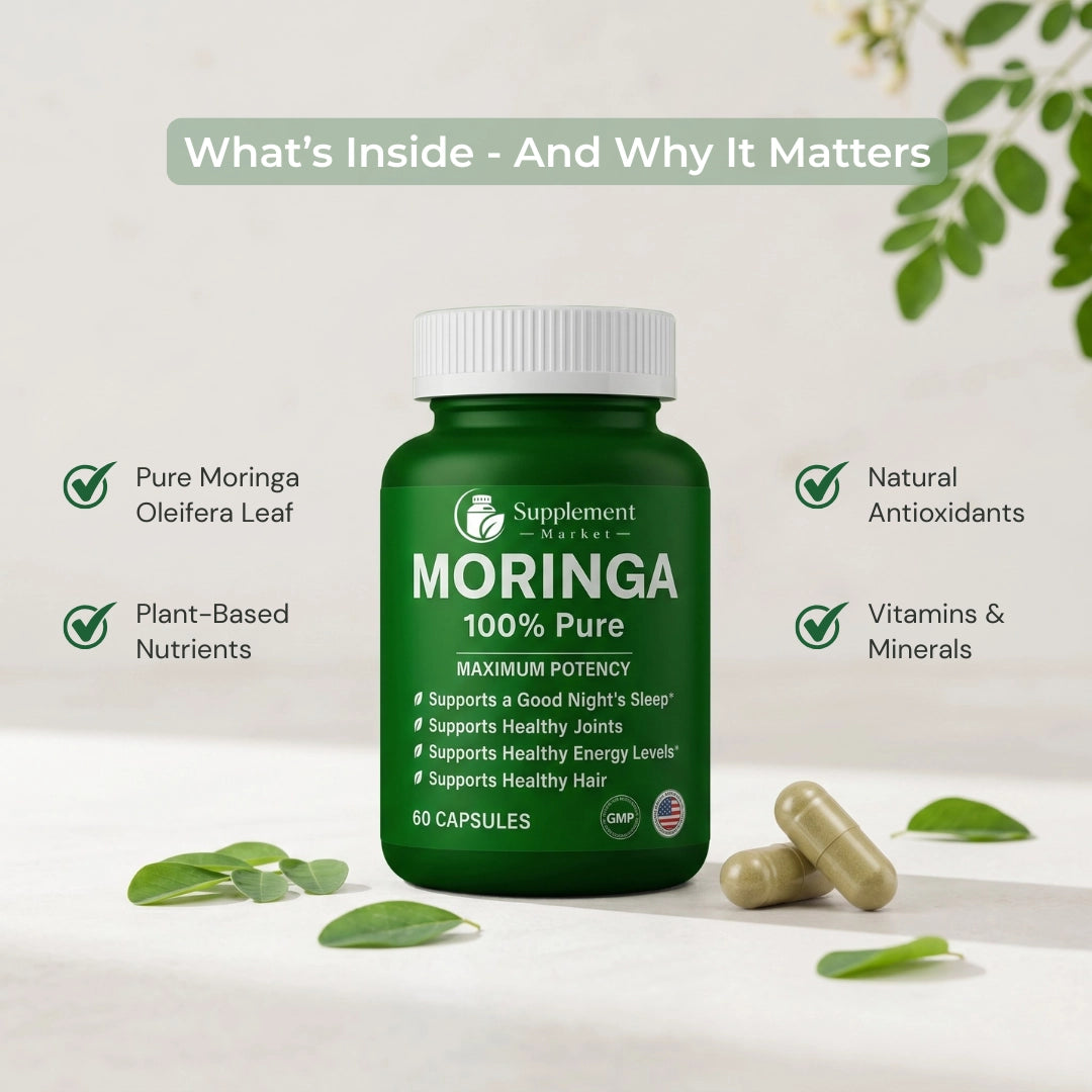 Moringa Capsules – Moringa Leaf Powder Superfood | Natural Energy & Wellness Support