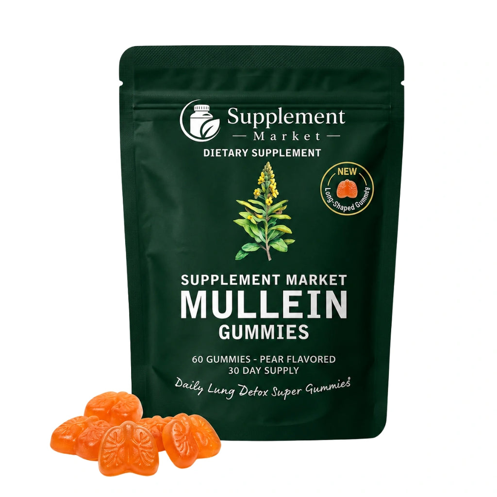 Mullein Leaf Extract Gummies with Elderberry, Turmeric & Ginger – 60 Pear-Flavored Gummies
