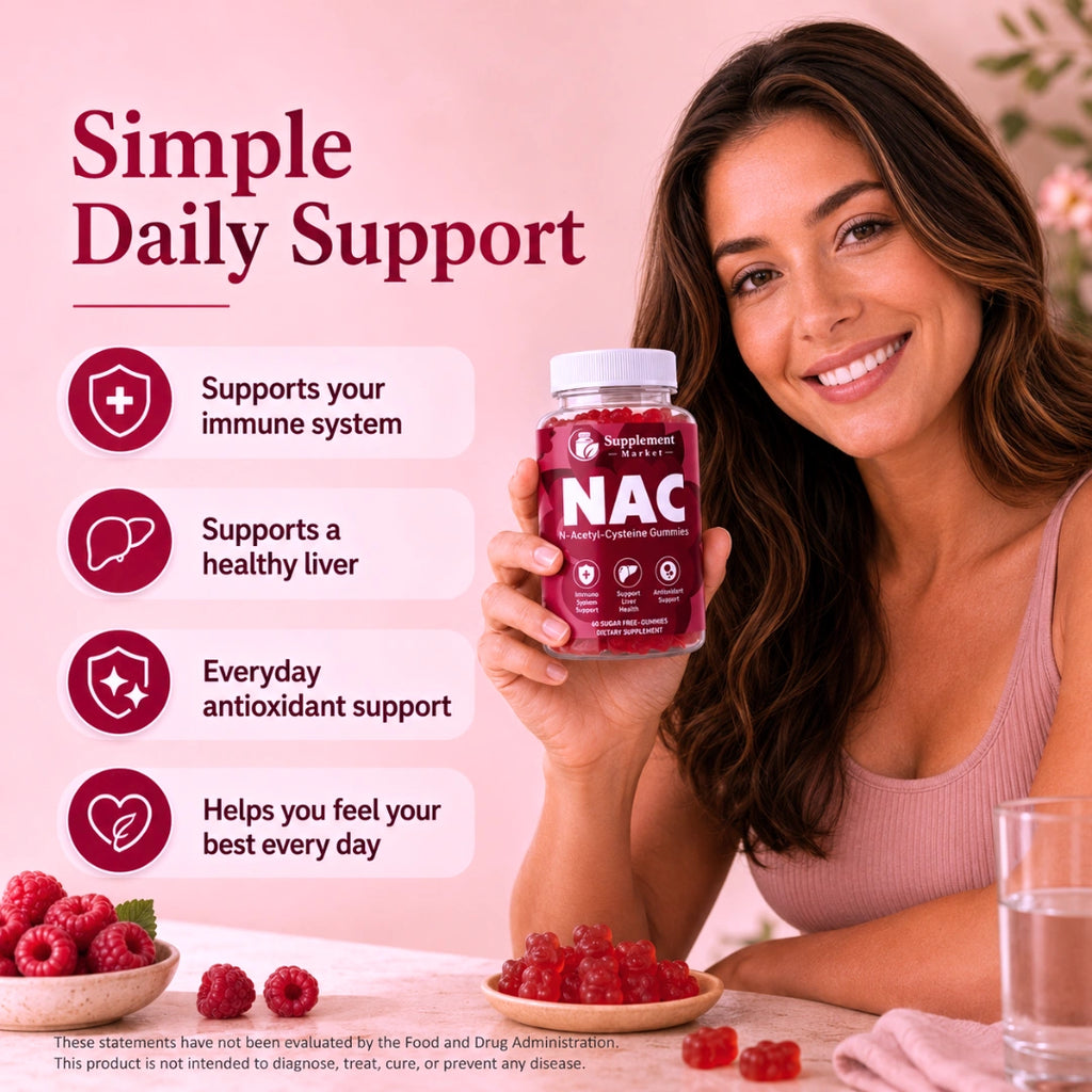 NAC Gummies 1000mg – N-Acetyl Cysteine for Glutathione, Antioxidant, Immune & Liver Support