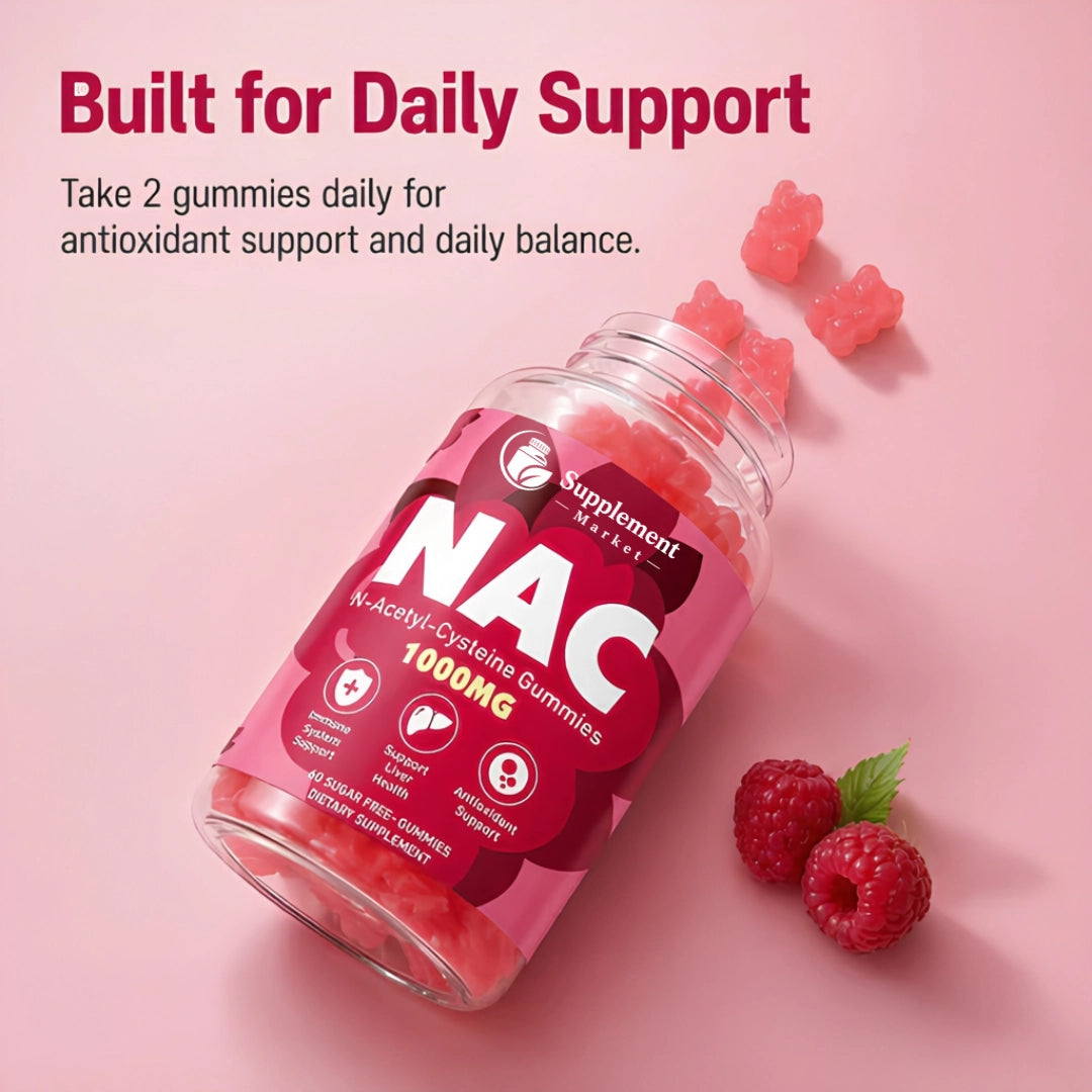 NAC Gummies 1000mg – N-Acetyl Cysteine for Glutathione, Antioxidant, Immune & Liver Support