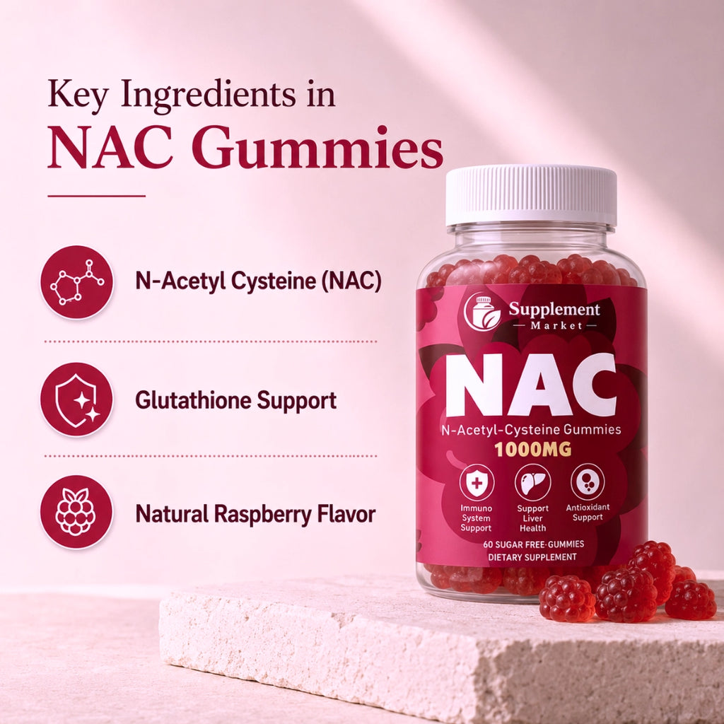 NAC Gummies 1000mg – N-Acetyl Cysteine for Glutathione, Antioxidant, Immune & Liver Support