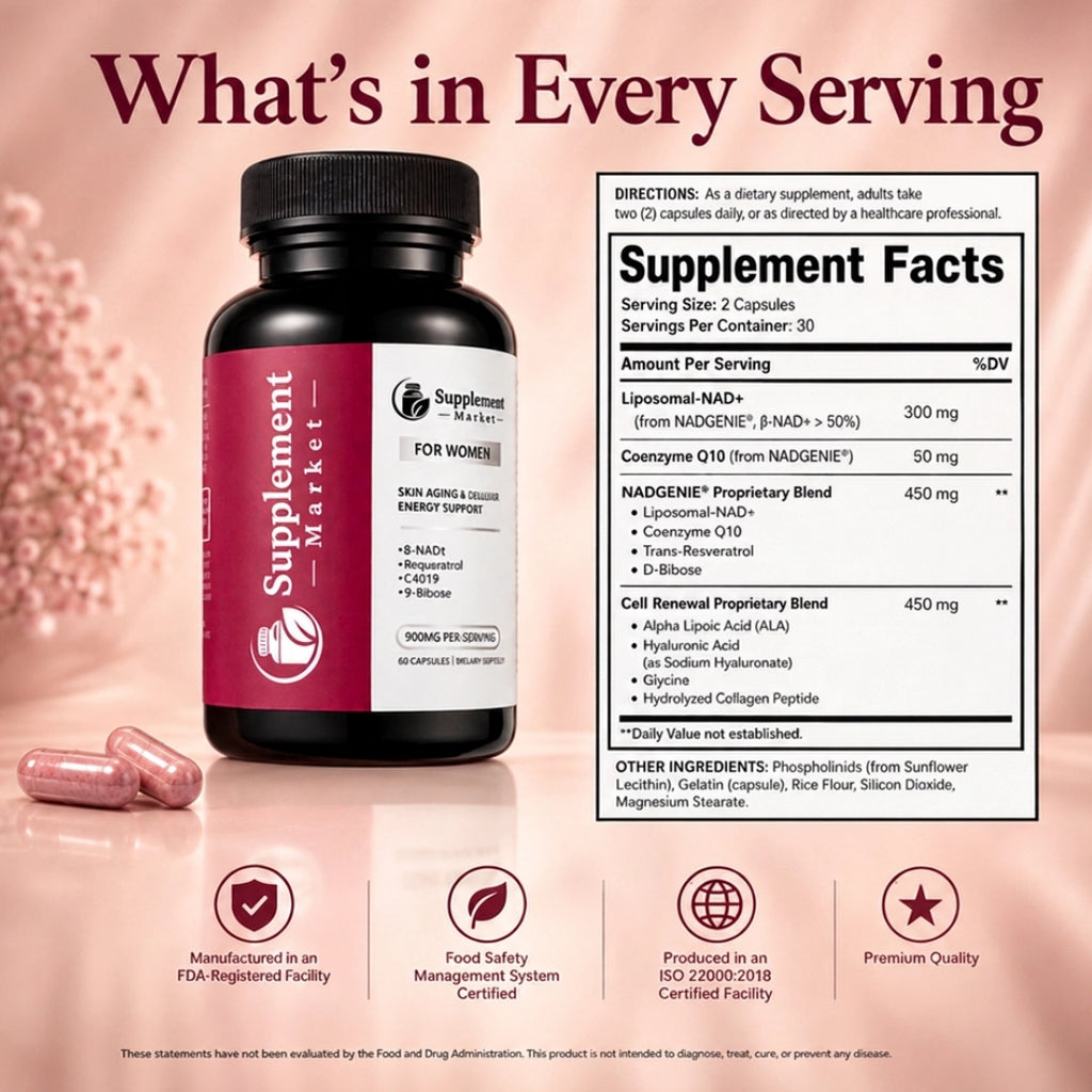 NAD+ Supplement for Women – Energy, Vitality & Skin Support