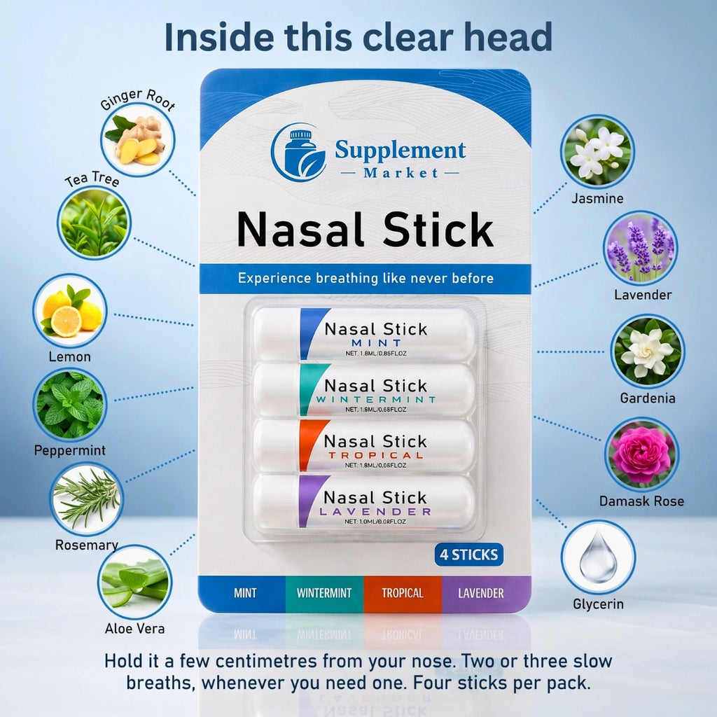 Nasal Sticks 4-Pack - Essential Oil Inhaler Sinus Relief & Focus Booster