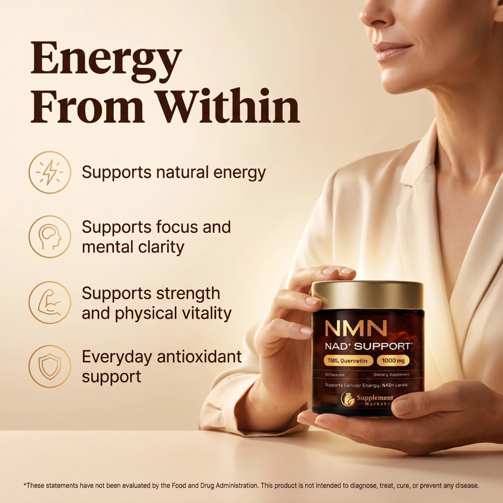 NMN NAD+ Support – 4-in-1 NAD Booster Supplement for Cellular Energy & Cognitive Support
