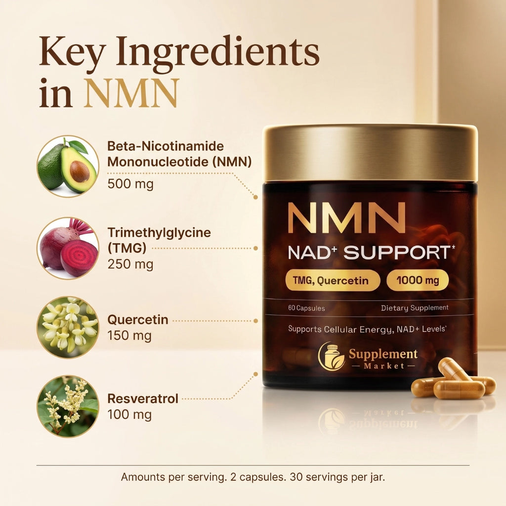NMN NAD+ Support – 4-in-1 NAD Booster Supplement for Cellular Energy & Cognitive Support