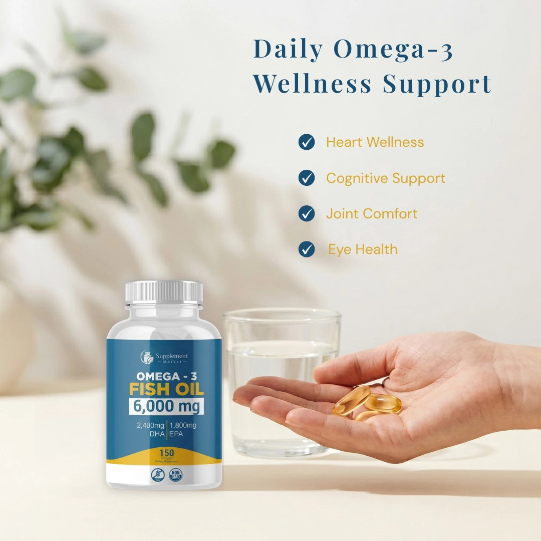 Omega 3 Fish Oil Softgels — High Potency EPA & DHA 2000mg | Brain, Joint & Circulatory Support