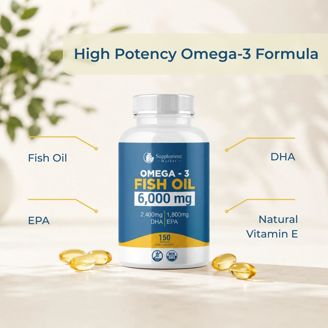 Omega 3 Fish Oil Softgels — High Potency EPA & DHA 2000mg | Brain, Joint & Circulatory Support