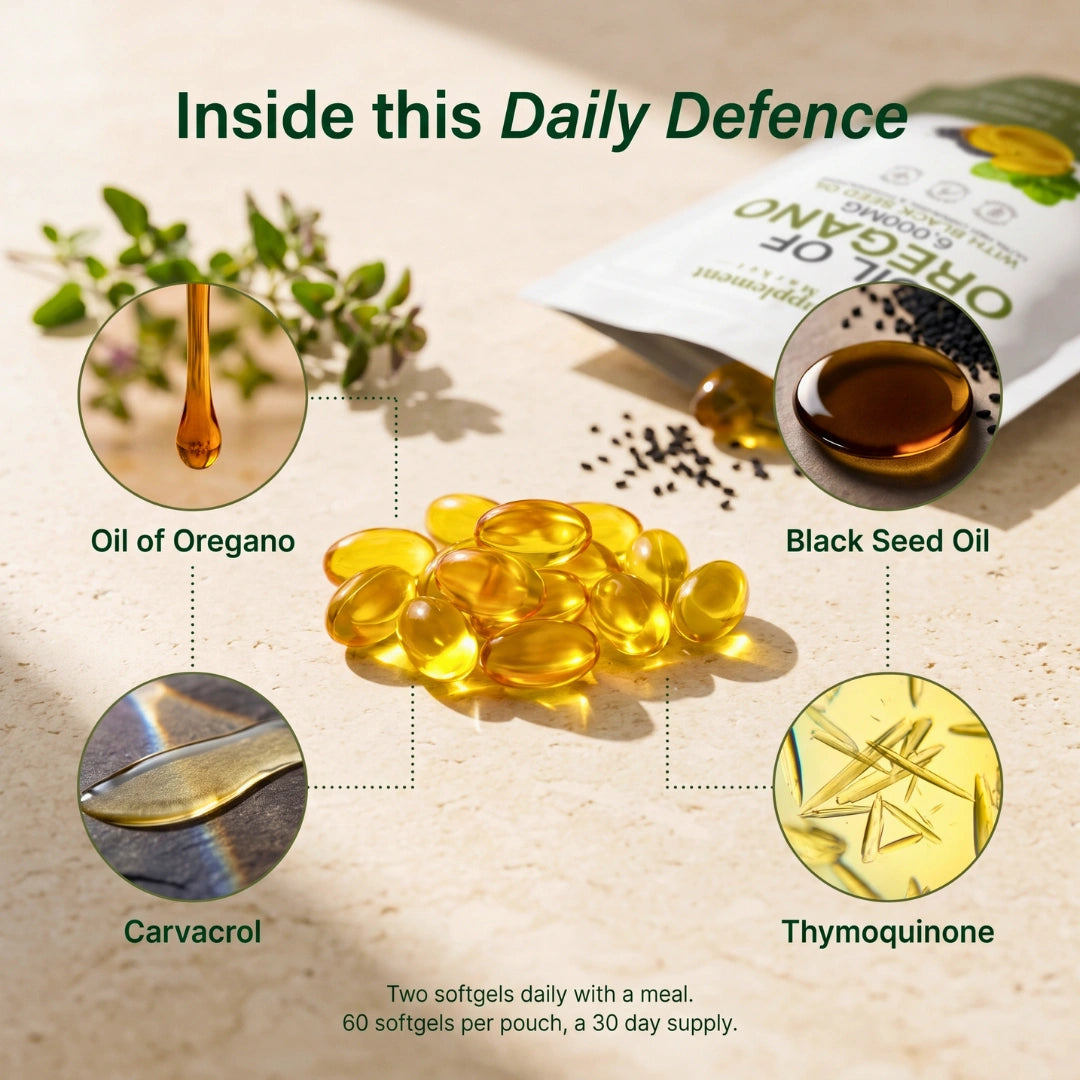 Oil of Oregano + Black Seed Oil Softgels for Immunity & Gut