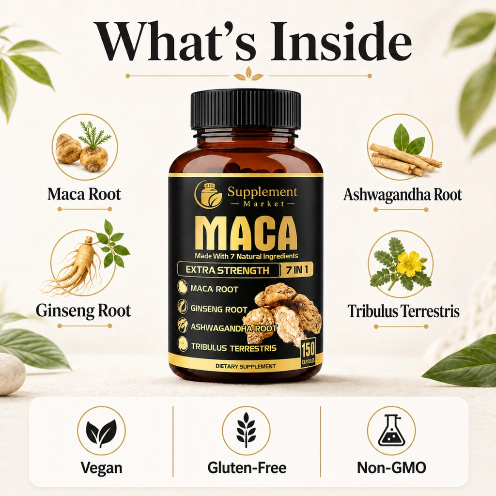 Premium 7 in 1 Maca Root for Energy, Stamina and Mood Balance