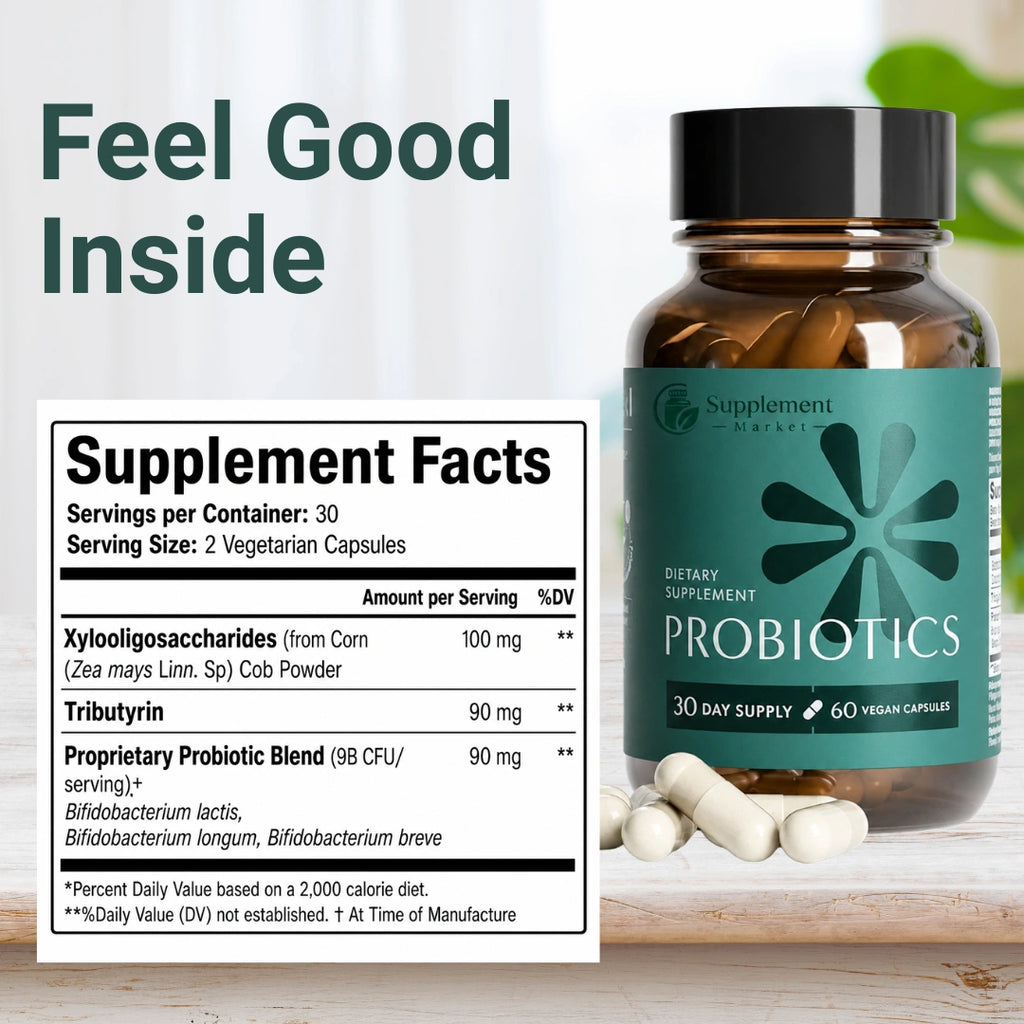 Digestive Health Probiotic with XOS Prebiotic, Tributyrin & Bifidobacterium – 60 Capsules