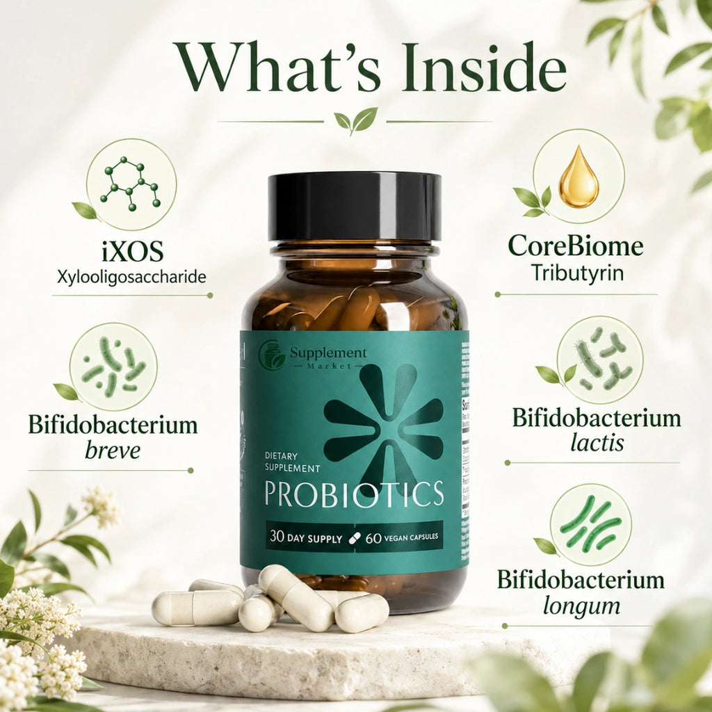 Digestive Health Probiotic with XOS Prebiotic, Tributyrin & Bifidobacterium – 60 Capsules