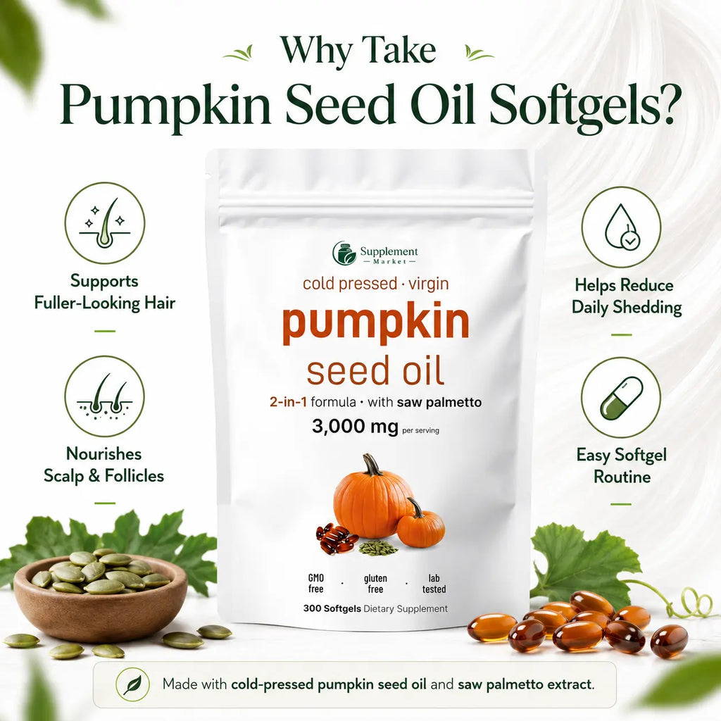 Pumpkin Seed Oil Softgels – Hair Wellness, DHT Balance & Daily Vitality