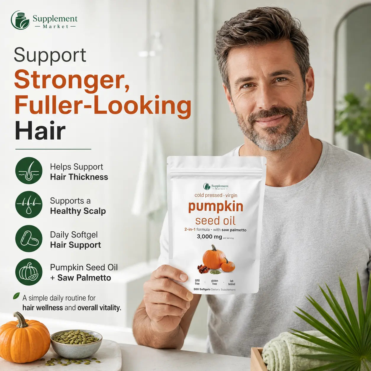 Pumpkin Seed Oil Softgels – Hair Wellness, DHT Balance & Daily Vitality