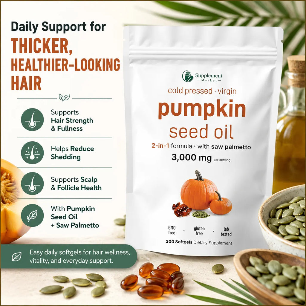 Pumpkin Seed Oil Softgels – Hair Wellness, DHT Balance & Daily Vitality