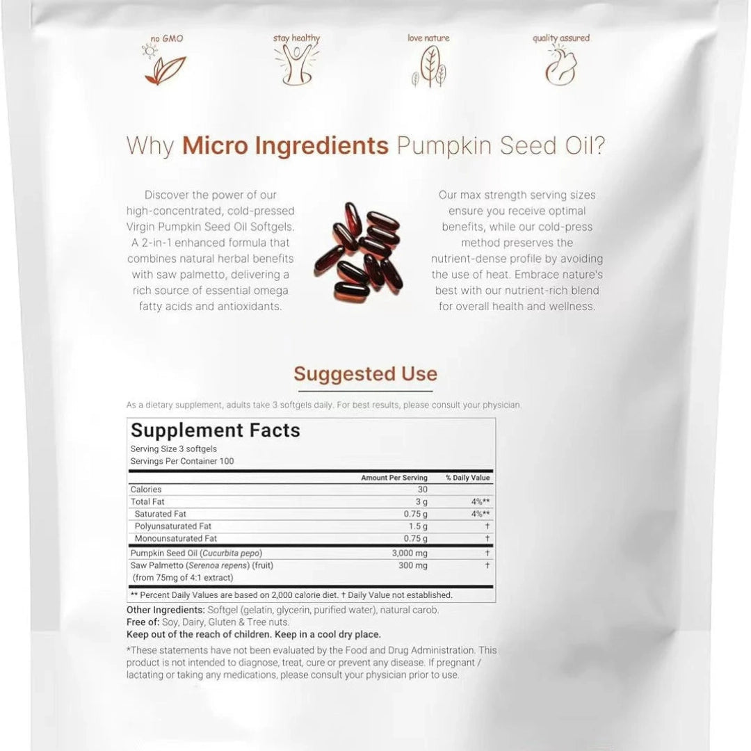 Pumpkin Seed Oil Softgels – Hair Wellness, DHT Balance & Daily Vitality