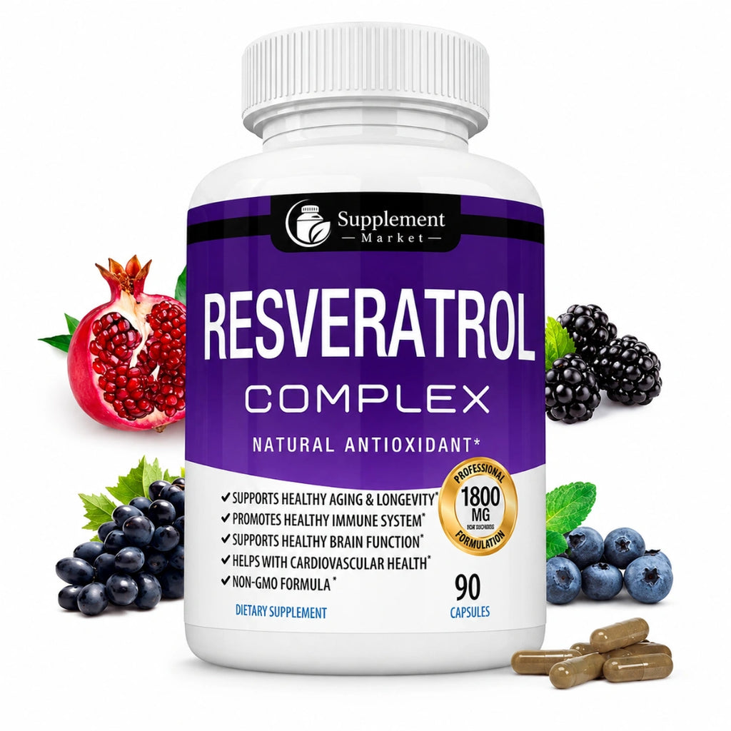 Resveratrol Complex 1800 mg – Trans-Resveratrol Antioxidant Supplement for Healthy Aging, Skin & Immune Support