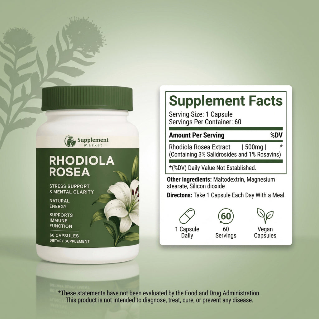 Rhodiola Rosea Capsules – Natural Adaptogenic for Stress Relief & Energy Support