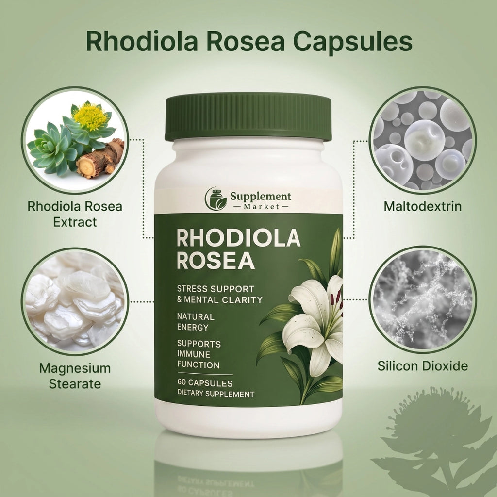 Rhodiola Rosea Capsules – Natural Adaptogenic for Stress Relief & Energy Support