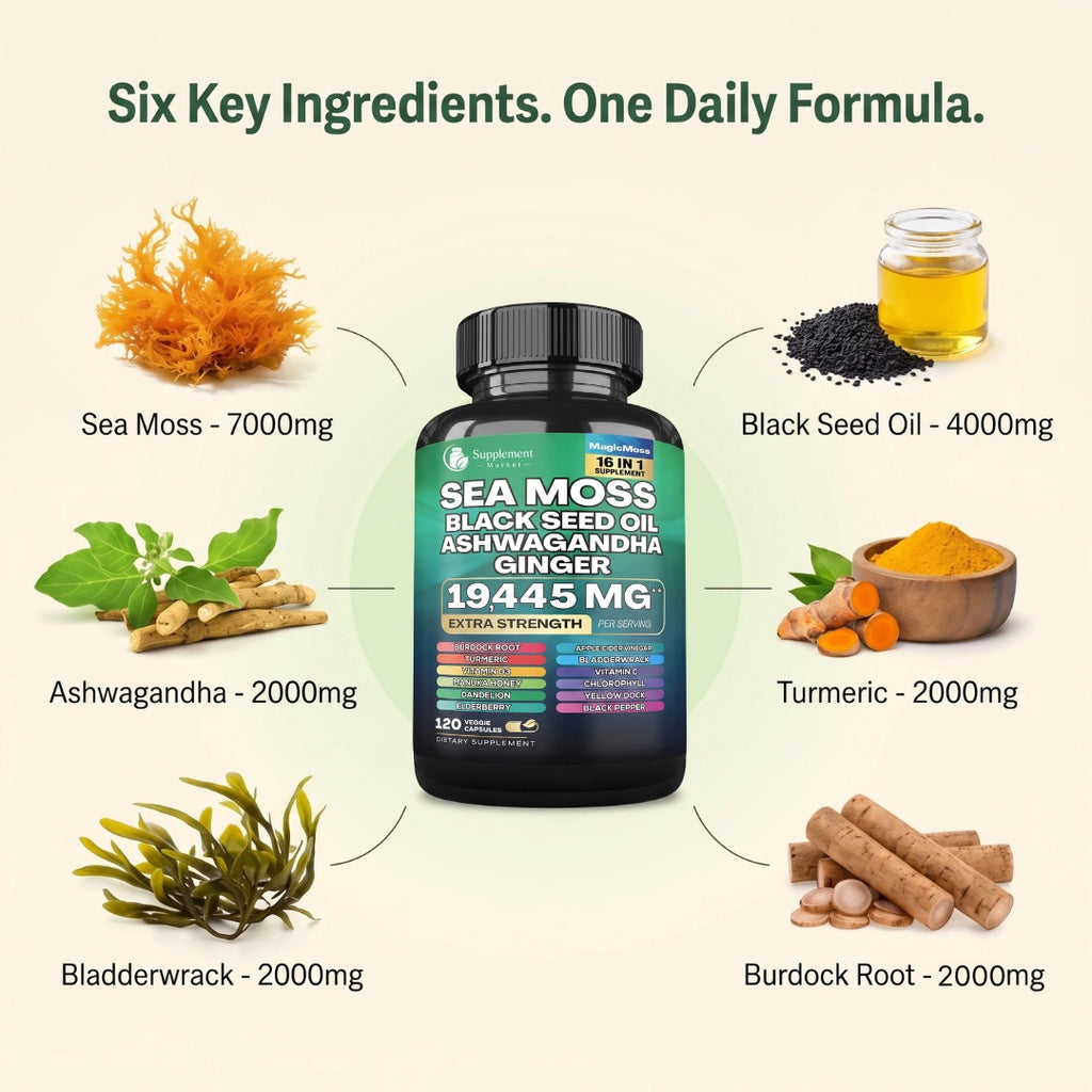 Sea Moss 16-in-1 Capsules – Immune, Energy, Digestion & Daily Vitality Support