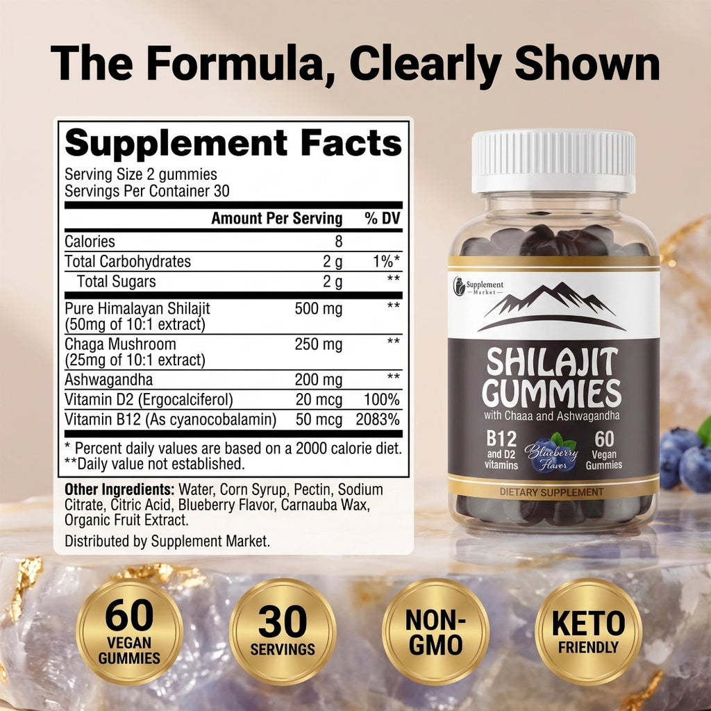 Shilajit Gummies with Chaga & Ashwagandha