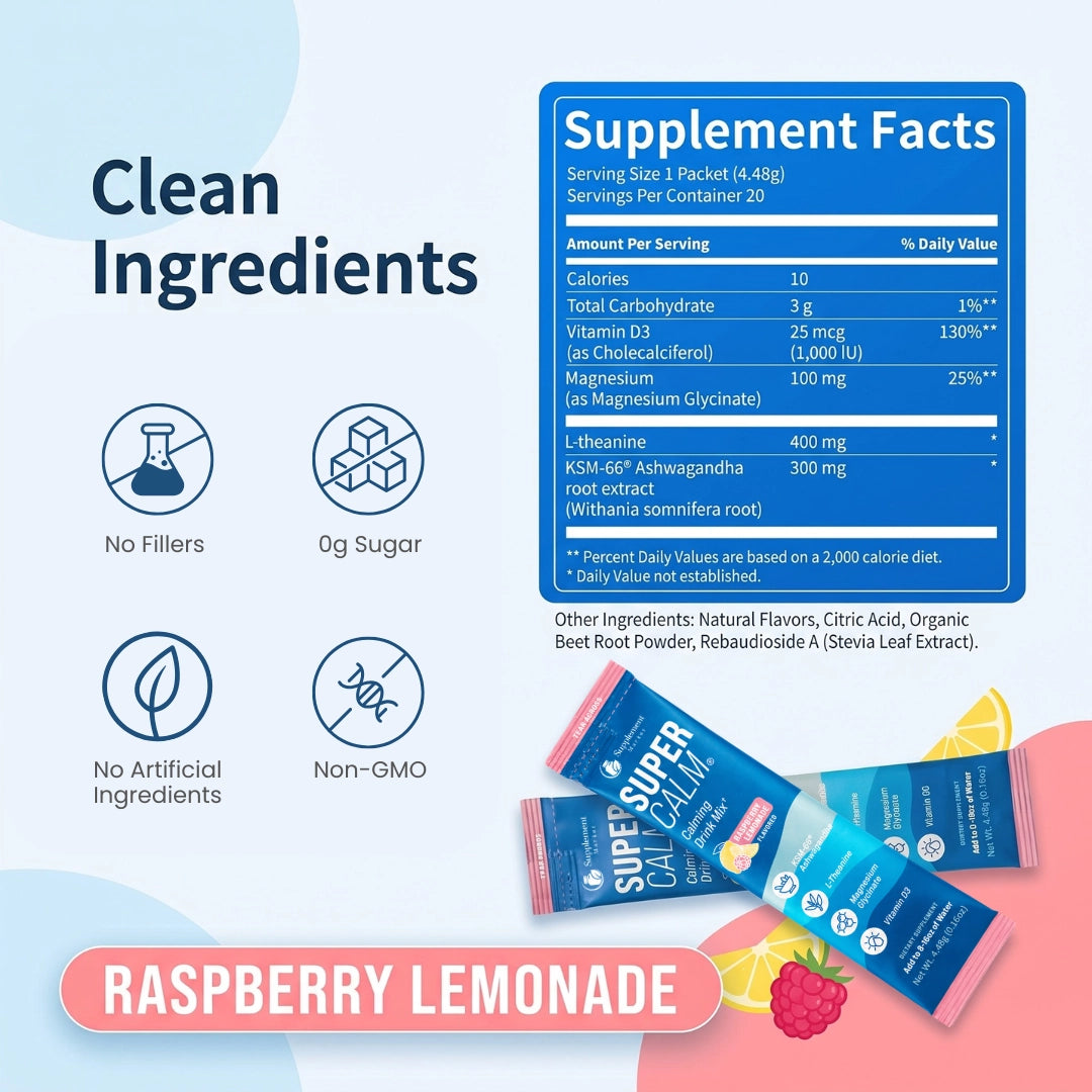 SuperCalm Raspberry Lemonade – Stress, Relaxation & Sleep Support