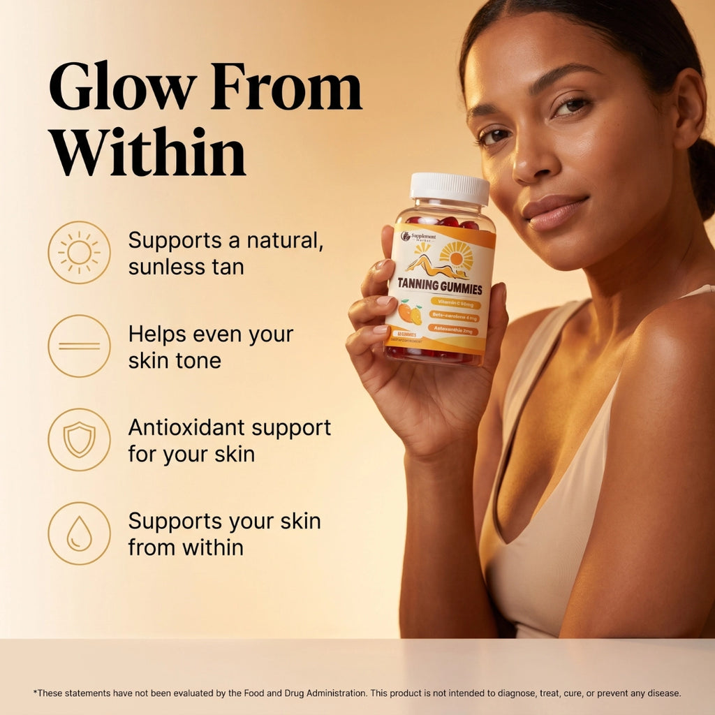 Tanning Gummies – Sunless Tanning Supplement with Astaxanthin, Beta-Carotene & Vitamin C for Skin Health